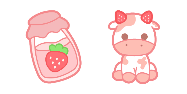 Cute Strawberry Cow and Jam