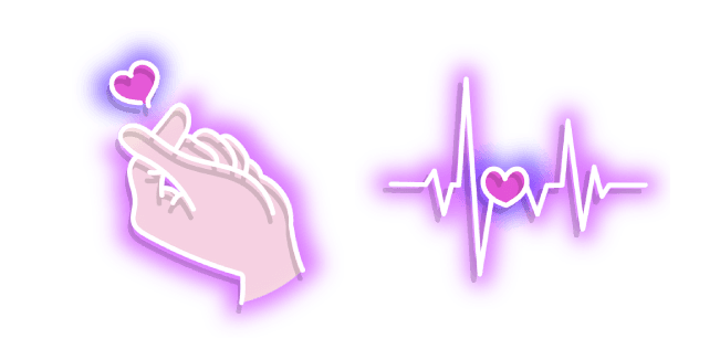 Custom Cursor Pack: Neon Love Hand and Heart Beats - Cursor Helper