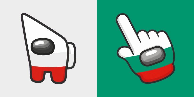 Among Us Bulgaria Flag Colors custom cursor pack preview for Chrome, Edge and Windows