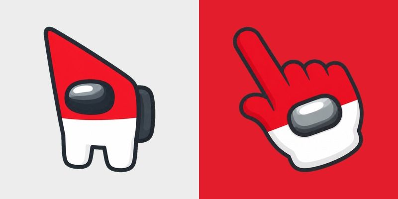 Among Us Indonesia Flag Colors custom cursor pack preview for Chrome, Edge and Windows