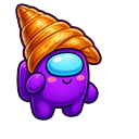 Among Us Purple Character in a Croissant Hat Default