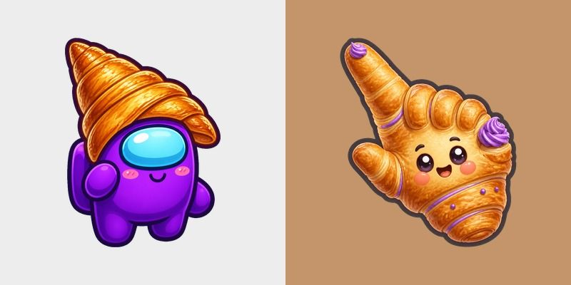 Cursor pack preview: Among Us Purple Character in a Croissant Hat
