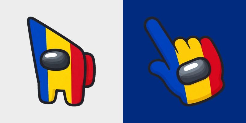 Among Us Romania Flag Colors custom cursor pack preview for Chrome, Edge and Windows