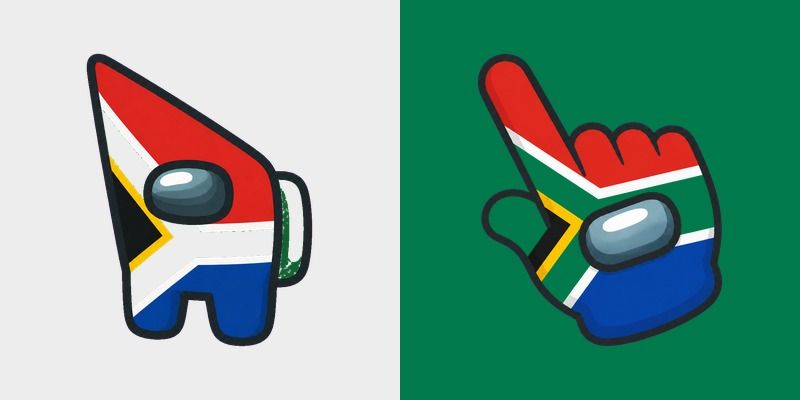 Among Us South Africa Flag Colors custom cursor pack preview for Chrome, Edge and Windows