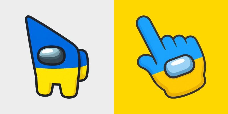 Among Us Ukraine Flag Colors custom cursor pack preview for Chrome, Edge and Windows