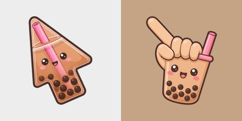 Bubble Tea Boba custom cursor pack preview for Chrome, Edge and Windows