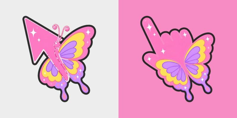 Candy Swallowtail Spark custom cursor pack preview for Chrome, Edge and Windows