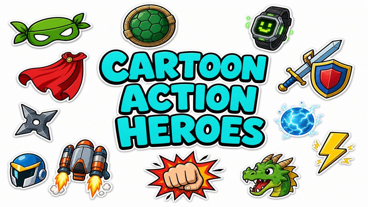 Cartoon Action Heroes - Custom cursor collection preview