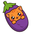 Chibi Eggplant Cat Default