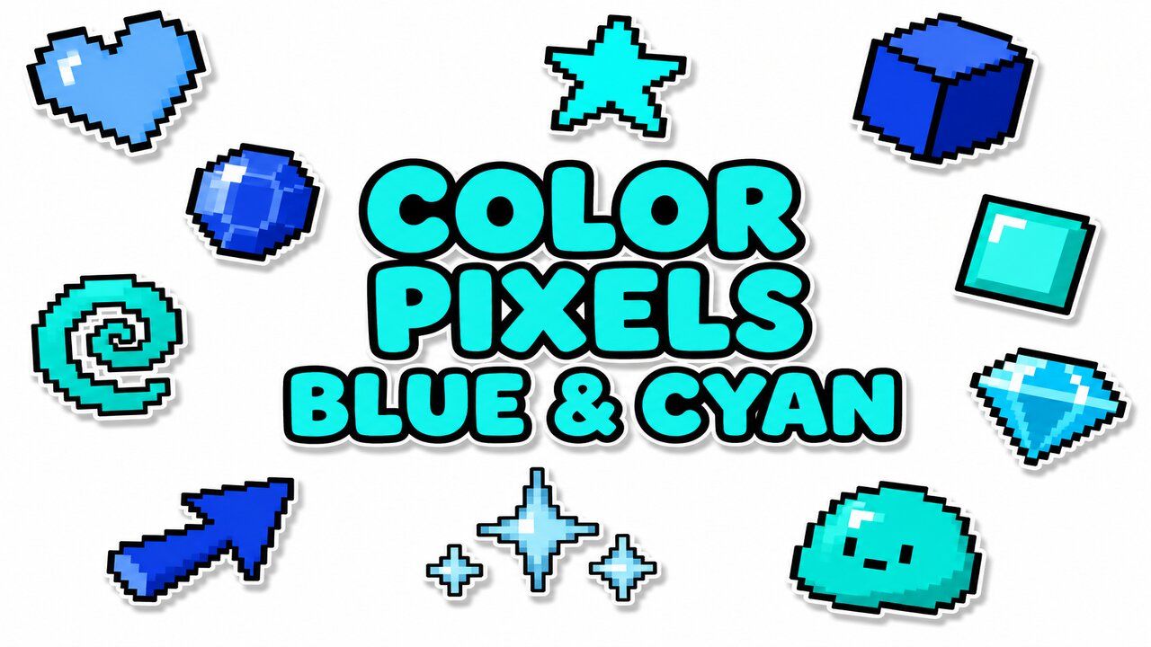 Color Pixels Blue & Cyan - Custom cursor collection preview