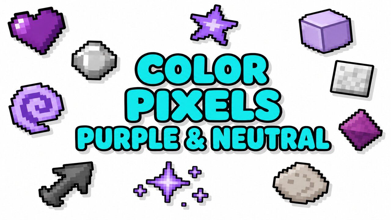 Color Pixels Purple & Neutral - Custom cursor collection preview