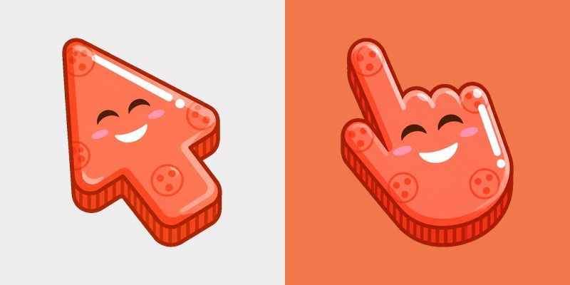 Colorful Smile Coral Orange custom cursor pack preview for Chrome, Edge and Windows