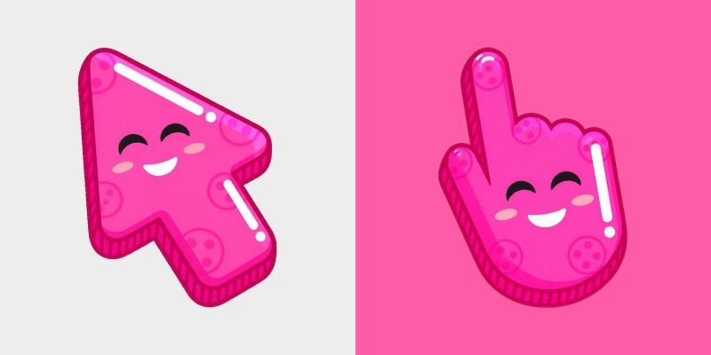 Colorful Smile Hot Pink custom cursor pack preview for Chrome, Edge and Windows