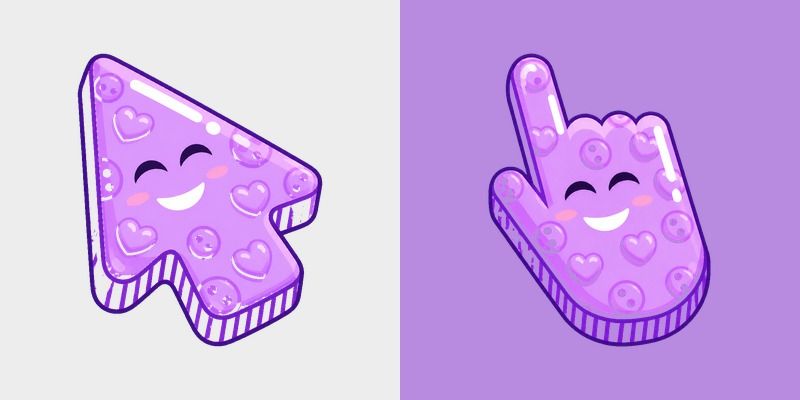 Colorful Smile Lilac Bubble custom cursor pack preview for Chrome, Edge and Windows