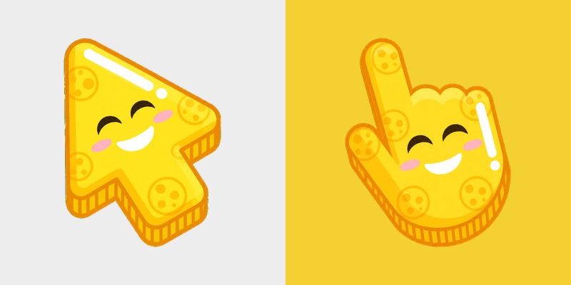 Colorful Smile Sunshine Yellow custom cursor pack preview for Chrome, Edge and Windows