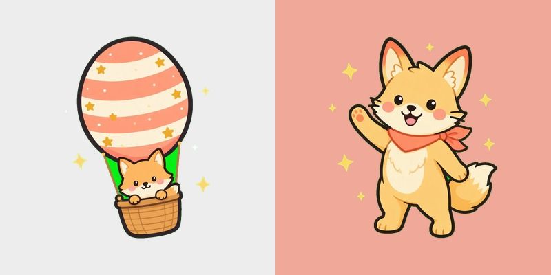 Coral Fox Balloon Cursor