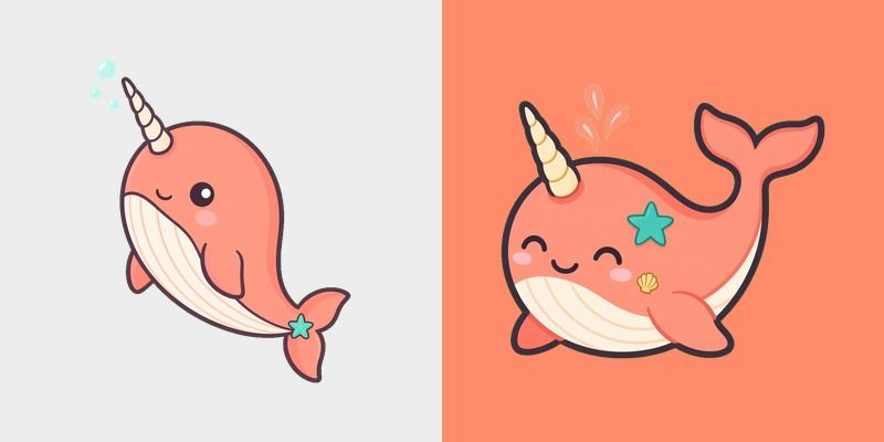 Coral Narwhal Splash Cursor