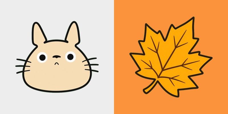 Cream Totoro Autumn Leaf