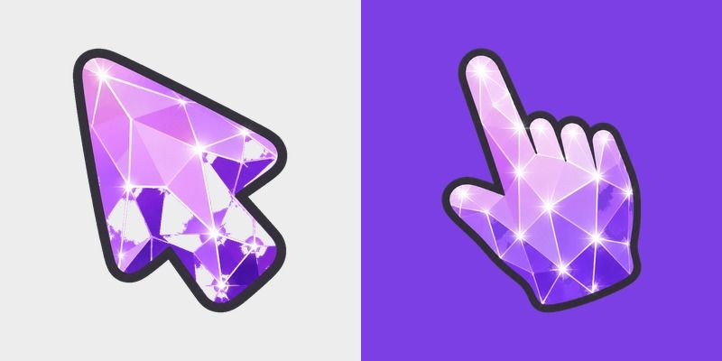 Cute Amethyst Crystal Cut custom cursor pack preview for Chrome, Edge and Windows