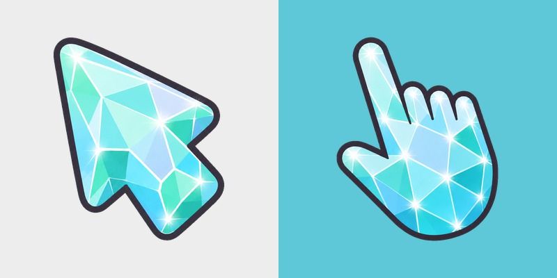 Cute Aquamarine Crystal Facet custom cursor pack preview for Chrome, Edge and Windows