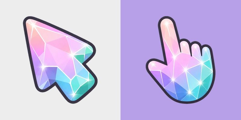 Cute Aurora Crystal Shard custom cursor pack preview for Chrome, Edge and Windows