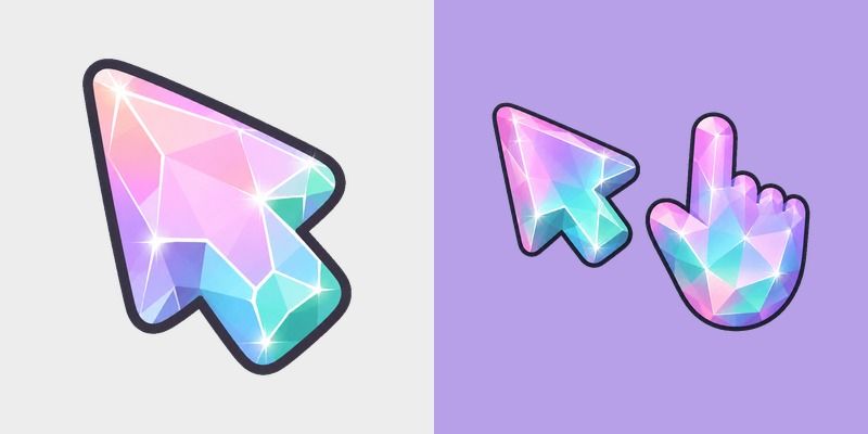 Cute Aurora Crystal Shard custom cursor pack preview for Chrome, Edge and Windows