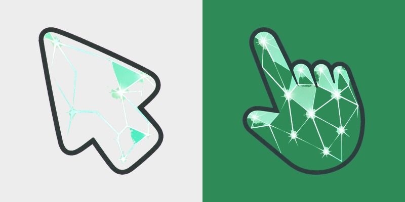 Cute Emerald Crystal Glow custom cursor pack preview for Chrome, Edge and Windows