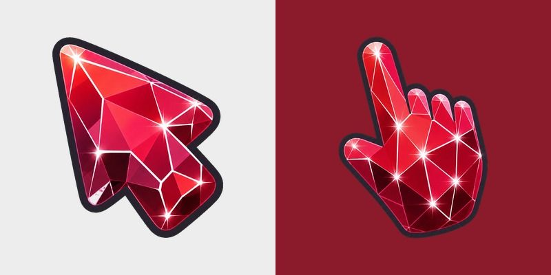 Cute Garnet Crystal Fire custom cursor pack preview for Chrome, Edge and Windows