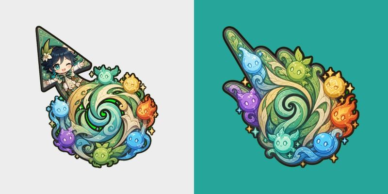 Cute Genshin Impact Logo and Elements of Teyvat