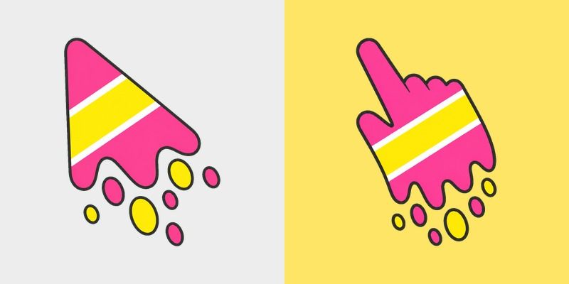 Cute Melt Stripe Hot Pink Lemon custom cursor pack preview for Chrome, Edge and Windows