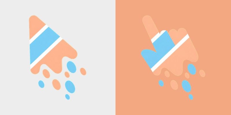 Cute Melt Stripe Peach Sky custom cursor pack preview for Chrome, Edge and Windows