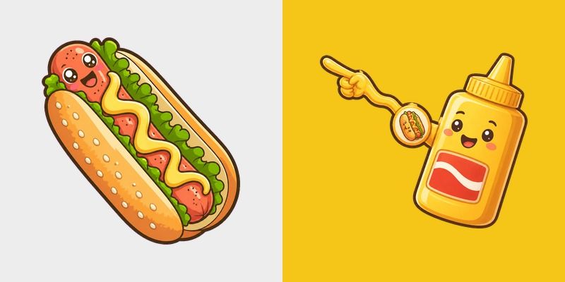 Kawaii Mustard Hot Dog