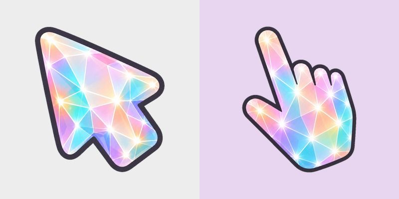 Cute Opal Crystal Flash custom cursor pack preview for Chrome, Edge and Windows