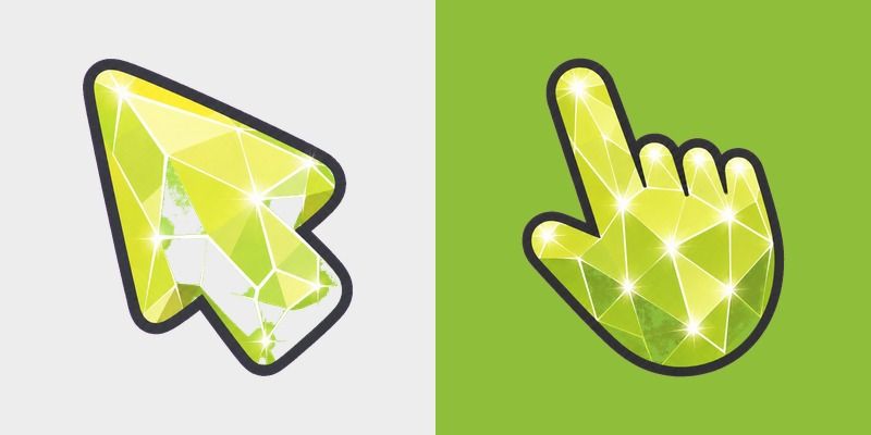Cute Peridot Crystal Bloom custom cursor pack preview for Chrome, Edge and Windows