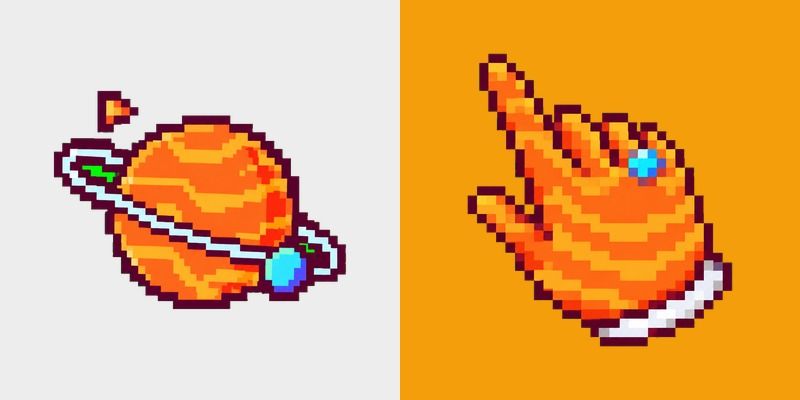 Cute Pixel Ringed Planet