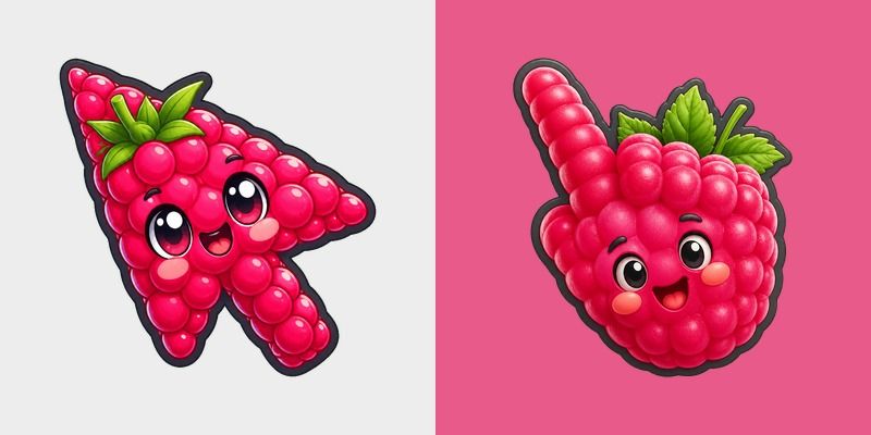 Cursor pack preview: Cute Raspberry Cursor Pack