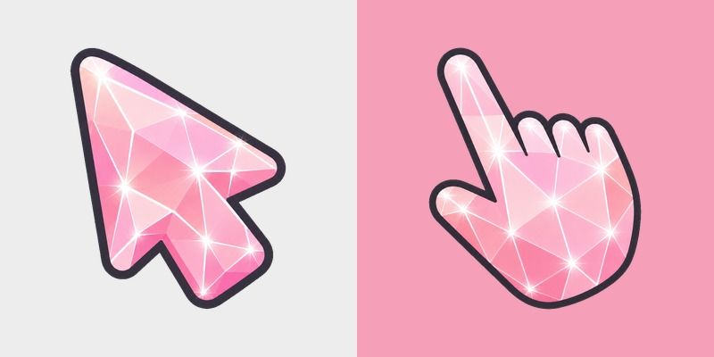 Cute Rose Quartz Crystal custom cursor pack preview for Chrome, Edge and Windows