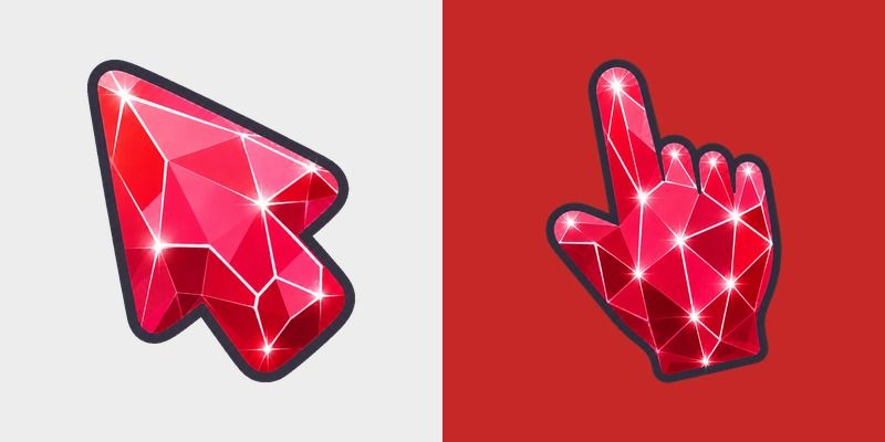 Cute Ruby Crystal Facet custom cursor pack preview for Chrome, Edge and Windows