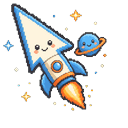 Cute Space Rocket and Planet Pixel Default