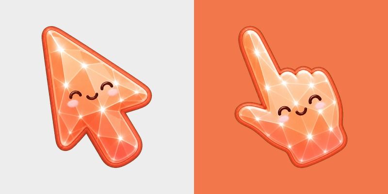 Cute Stylish Modern Coral Crystal custom cursor pack preview for Chrome, Edge and Windows