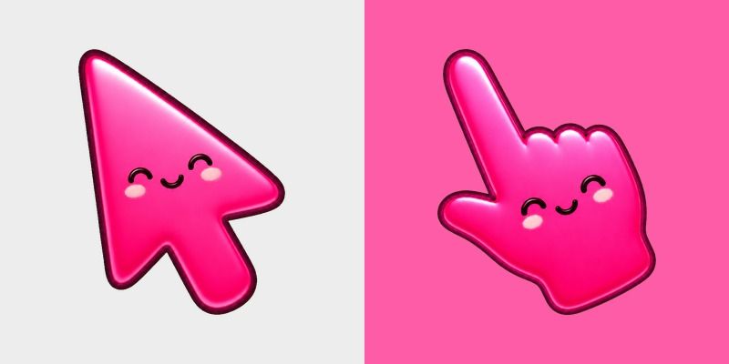 Cute Stylish Modern Hot Pink custom cursor pack preview for Chrome, Edge and Windows