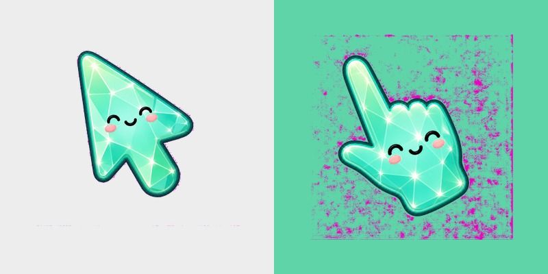 Cute Stylish Modern Mint Crystal custom cursor pack preview for Chrome, Edge and Windows