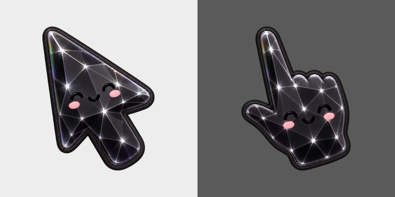 Cute Stylish Modern Obsidian Crystal custom cursor pack preview for Chrome, Edge and Windows