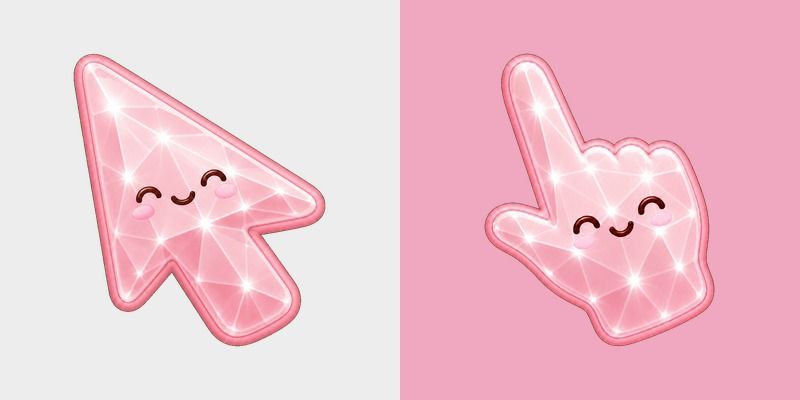 Cute Stylish Modern Rose Quartz Crystal custom cursor pack preview for Chrome, Edge and Windows
