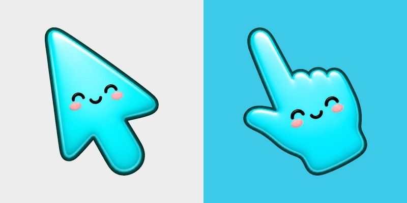 Cute Stylish Modern Sky Cyan custom cursor pack preview for Chrome, Edge and Windows