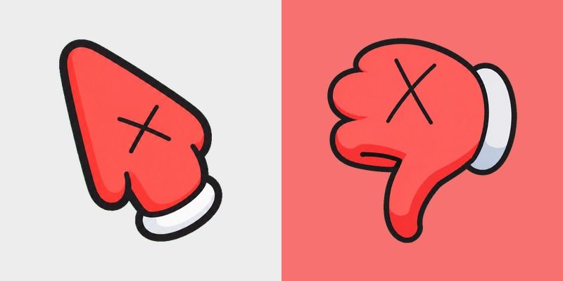 Cute X Hand Red Thumbs Down