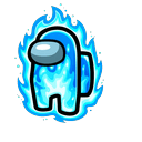 Cyan Fire Among Us Cursor Pointer