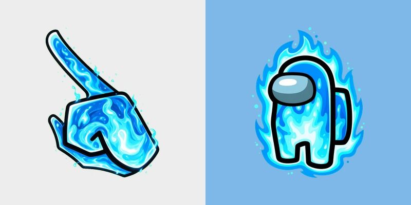 Cyan Fire Among Us Cursor
