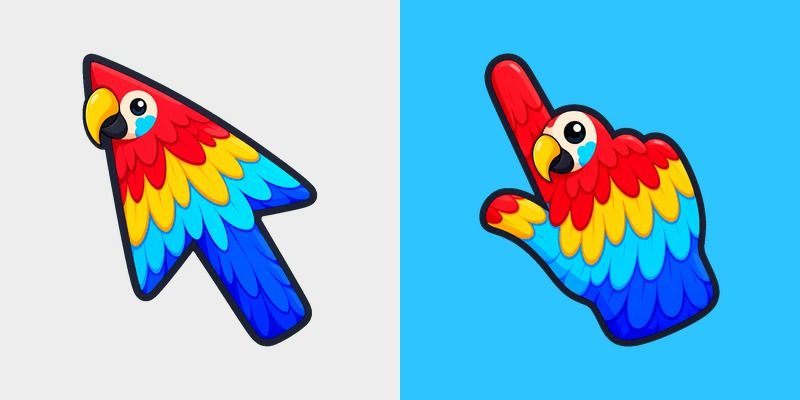 Electric Macaw Rainbow Burst custom cursor pack preview for Chrome, Edge and Windows