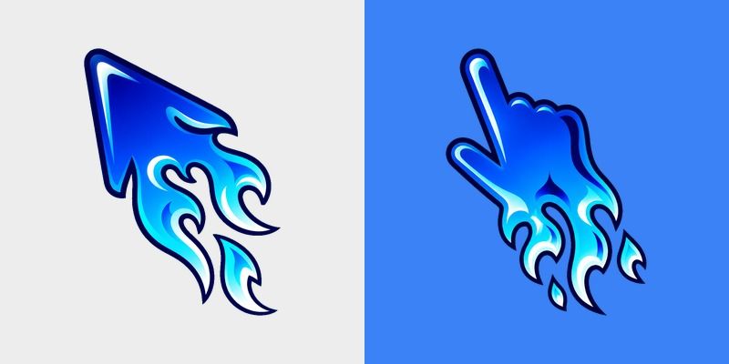 Flame Cursor Blue Fire custom cursor pack preview for Chrome, Edge and Windows